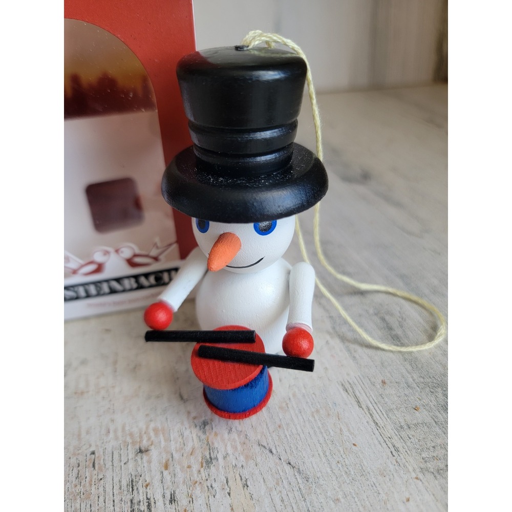 Steinbach snowman drummer wooden German vintage Xmas ornament home